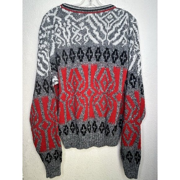 Vintage London Fog Sweater Mens Medium Aztec Geometric Knit Pullover 90s USA - Picture 3 of 11